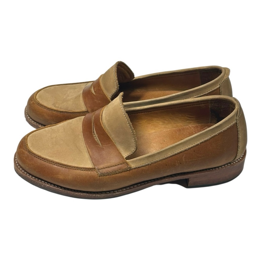 Adelante Shoe Company Women's 8.5 Leather Loafers Two-Tone Brown Tan Slip On